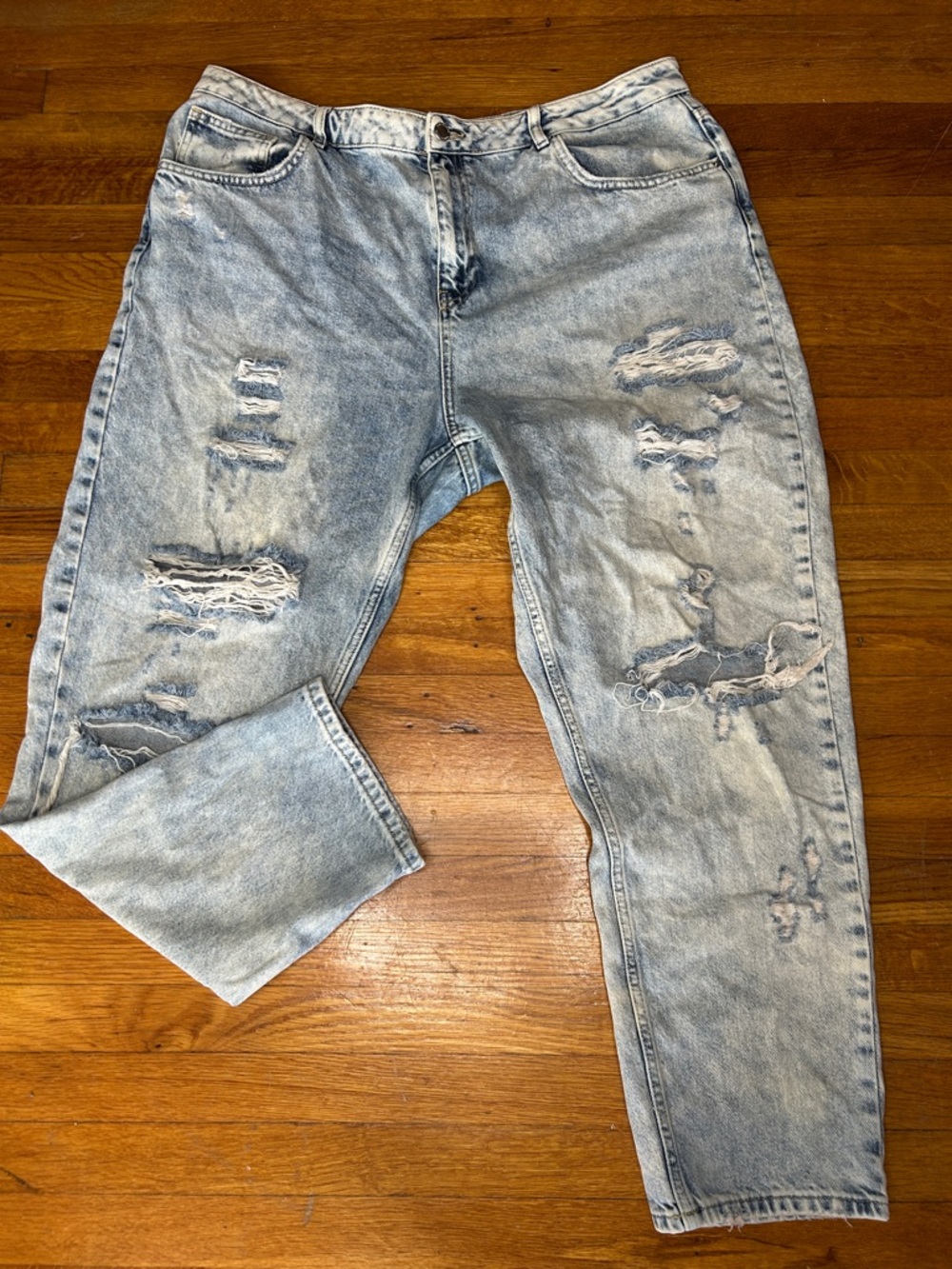 Primark Light Blue Boyfriend Ripped Jeans for Women